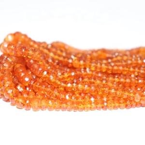 AAA Spessartite Garnet Faceted Rondelle Beads 3.5-5.5 mm 17 Inches Natural Gemstone for Jewelry Making - Product Image 1