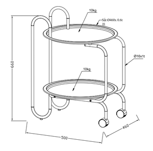 Carrito Metálico de Dos Niveles para Interiores, Tipo Piso, Minimalista, Multifuncional, Móvil, para Sala de Estar - Product Image 5