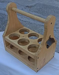 Wooden 6 Pack Vintage Bottle Holder Bottle Opener Removable Inner Divider Beer Carrier <b>for</b> Germany Caperdonich Milwaukee's Best - Product Image 3