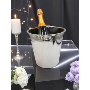 Silver Brass Made Champagne Ice Bucket With Handle Natural Kitchen Utensil Drink Ware <b>Serve</b> Ware Wine Coolers Silver Color - Product Image 6