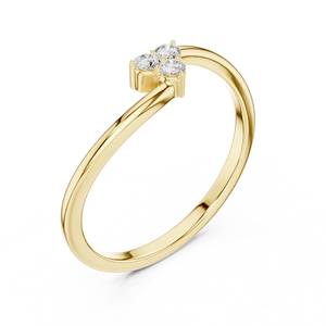 Yellow Gold Three Stone Open Ring Modern <b>Wrap</b> Style Promise Ring Elegant <b>Bridal</b> Jewelry for Women - Product Image 4