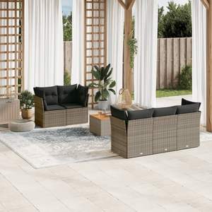 Conjunto de Sofás Modulares Medianos de Ratán Sintético Gris para Jardín, Colección de Muebles Elegantes para Exteriores - Product Image 1