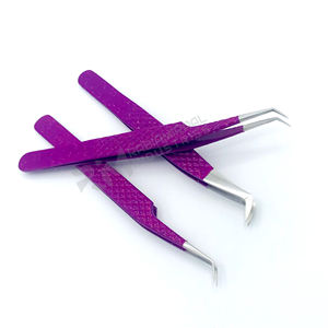 RMI pince à épiler pourpre à pointe argentée Volume pince à épiler d'extension de cils pince à épiler professionnelle en acier inoxydable de haute qualité - Product Image 4