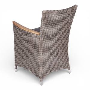 Chaise de jardin moderne en rotin PE avec accoudoirs en teck et coussin imperméable pour l'école et les parcs - Product Image 3