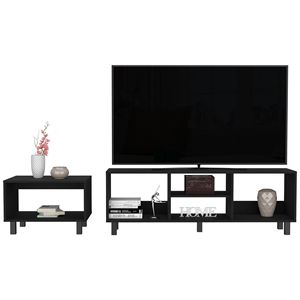 Set da Soggiorno Carter in 2 Pezzi Nero con Mobile TV e Tavolino dal Design Essenziale - Product Image 5