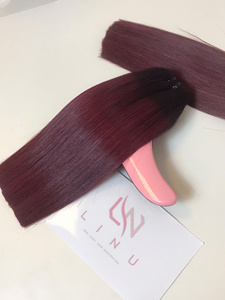 Factory Price Bonestraight 100% Raw Virgin Vietnamese Human Hair Wig Ombre <b>Burgundy</b> Color Super Double Drawn Hair Extensions - Product Image 3