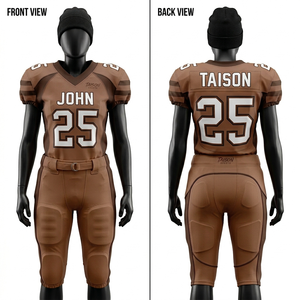 ชุดยูนิฟอร์มอเมริกันฟุตบอลหญิง คุณภาพพรีเมียม ผ้าโพลีเอสเตอร์ยืด 280 GSM สีม่วง ระบายเหงื่อได้ดี พร้อมแผงผ้าแบบพิเศษ สามารถสั่งทำโลโก้ได้ - Product Image 2