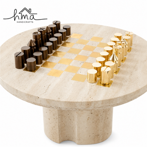 <b>Black</b> And Silver Brass Chess Set With Cylindrical Geometric Pieces Modern Checkered Square <b>Board</b> Luxury Decor Game - Product Image 6