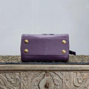 Bolso Speedy de Cuero Morado con Panel de Piel de Vaca y Borlas, Cierre de Cremallera, Bolso Speedy de Lujo - Product Image 4