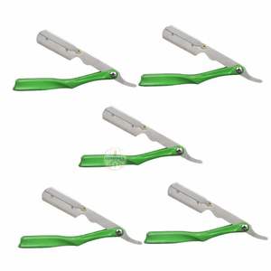 Lot de 5 rasoirs droits avec manche en bois et lame en acier inoxydable pour hommes, usage professionnel de barbier - Product Image 4