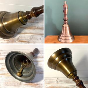 Campana de mano de latón de alta calidad con mango de madera para enseñanza, meditación, yoga y alertas. Campana de mano de latón con sonido premium. - Product Image 6