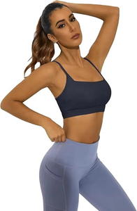 สปอร์ตบราผ้าสแปนเด็กซ์สะพายไหล่ข้างเดียวสไตล์สายรัดเรียบง่ายสำหรับยิมวิ่งโยคะ - Product Image 2