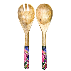 Wood <b>Spoon</b> Enamel Printed Floral Designer Sustainable Dining Kitchenware Decorative Wood <b>Salad</b> <b>Spoon</b> - Product Image 3