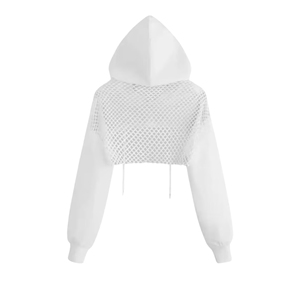 Sudadera con Capucha Negra para Mujer, con Espalda de Malla, Manga Larga, Color Sólido, Tejida, Transpirable, Informal de Invierno, Ecológica, de Poliéster - Product Image 6