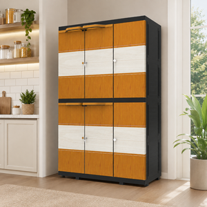 Armoire/Garde-robe portable Naiba Mega en plastique avec portes à charnières style bois d'ébène, idéale pour le rangement des vêtements et de la chambre - Product Image 1
