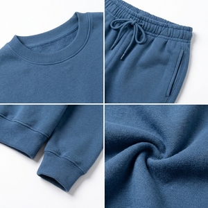 Conjunto Deportivo de 2 Piezas, Sudadera Corta y Pantalones Jogger, Cuello Redondo, Felpa, Cálido, para Entrenamiento, Fabricante OEM Personalizado, Venta al Por Mayor - Product Image 4