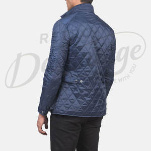 Veste matelassée bleu marine pour homme, coupe ajustée, légère, rembourrée, classique, décontractée, zippée, pour l'hiver. - Product Image 2