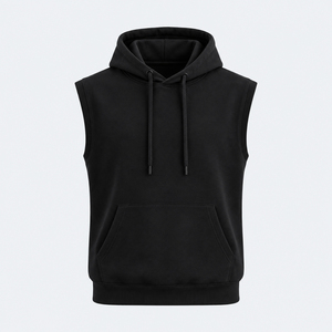 High Quality 100% Cotton Embroidered Pullover <b>Hoodie</b> <b>Sleeveless</b> - Product Image 3
