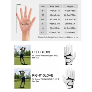 Gants de golf en cuir microfibre blanc, antidérapants, respirants, avec sangle de poignet réglable, équipement de sport unisexe - Product Image 6