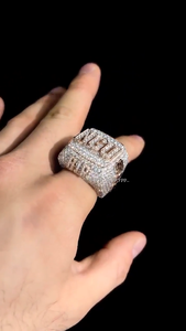 Hip Hop Iced Out Custom <b>Initial</b> <b>Ring</b> In 925 Sterling Silver Rhodium Plated Round Cut Moissanite Diamond Men's Gift Fine <b>Ring</b> - Product Image 6