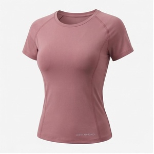 Haut de yoga à manches courtes et col rond pour femme North Approach, rose uni, anti-transpiration, respirant, séchage rapide, vêtements de sport - Product Image 1