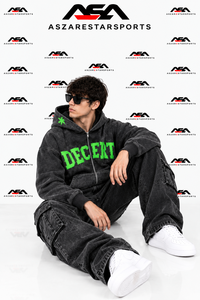 Sweat-shirt à capuche zippé surdimensionné pour homme, style streetwear, avec impression graphique personnalisée, effet délavé à l'acide. - Product Image 5
