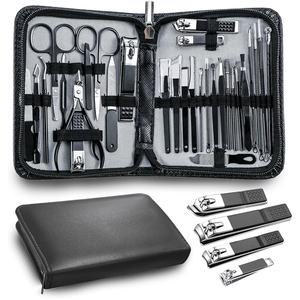 Custom Pouch Professional Stainless Steel Manicure and Pedicure Set Anti Slip Matte Finish Nail Clipper Care Set 30 Piece - Product Image 1