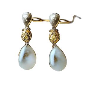 Vente en ligne 2024, boucles d'oreilles pendantes tendance vintage en argent sterling 925 plaqué or pour femmes - Product Image 1