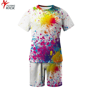 Ensemble de survêtement unisexe en coton personnalisé, anti-plis, pour jogging, avec t-shirts longs et shorts, ODM, motif animal sur toile, grande taille, le plus vendu - Product Image 1