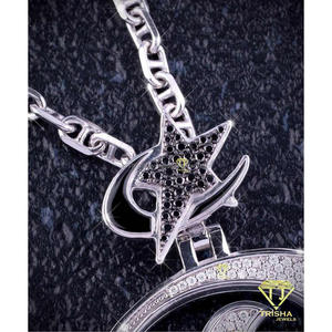 Collar con Colgante de Letra 'P' Estilo Hip Hop, Micro Pavé, Plata 925 con Baño de Oro, Certificado GIA, con Dijes de Luna y Estrella - Product Image 5