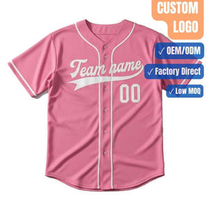 Camiseta de Béisbol Rosa Personalizada con Botones, Uniforme de Equipo con Logotipo Personalizado, Fabricante de Ropa Deportiva - Product Image 1