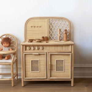 Cocina de juguete de ratán hecha a mano, miniatura para juegos imaginativos, juguetes educativos para niños - Product Image 3