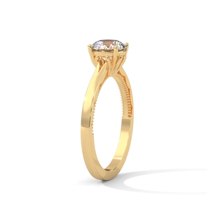 Bague de fiançailles en diamant de laboratoire, taille brillant rond, 4 griffes, plaqué or, bijoux de mariage pour femme - Product Image 2