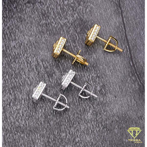 Boucles d'oreilles carrées à la mode en moissanite et diamant, en argent sterling 925, bijoux élégants de qualité supérieure pour hommes et femmes - Product Image 6