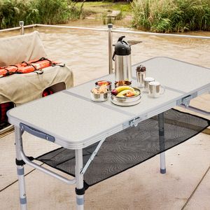 Portable Lightweight Aluminum Camping <b>Table</b> <b>with</b> <b>Adjustable</b> <b>Height</b> 3 Settings Foldable Mesh Storage Shelf Easy to Use - Product Image 1