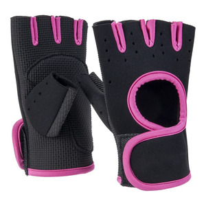 Gants de musculation unisexes Nayab Industries en néoprène rembourrés avec support de poignet, protection respirante de la paume, fermeture auto-agrippante, noir et rose - Product Image 5