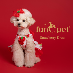 [Lydia.st] fanCpet Robe de fête pour animaux de compagnie à imprimé fraises de qualité supérieure avec jupe en organza multicouche - Product Image 3