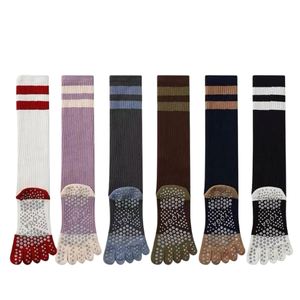 New Pilates Five Finger Calf <b>Socks</b> Women's Cotton <b>Moisture</b> Absorbent Professional Non Slip Yoga <b>Socks</b> Sports Fitness Split 5 Toe - Product Image 2