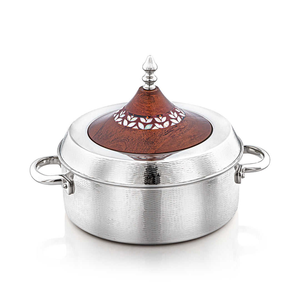 Cazuela de Madera Hexagonal de Lujo con Base Geométrica de Mosaico y Tapa de Cúpula Plateada Martillada con Remate Piramidal - Product Image 5