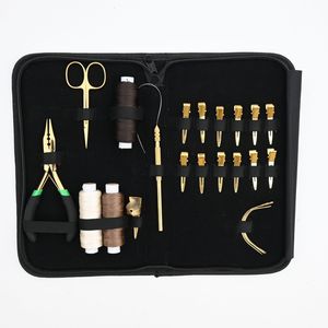 Kit professionnel d'extensions capillaires : Micro-perles, Pince à sertir, Crochet de sectionnement, Aiguilles courbées, Fil à perruque, Mini-ciseaux - Product Image 1