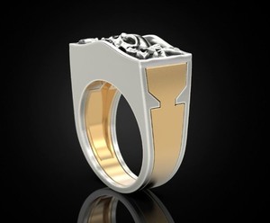 Anillo de Calavera de Plata 925 Premium con Diseño Floral Tallado en Dos Tonos para Hombre y Mujer, Joyería de Moda - Product Image 3