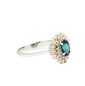 Wholesale 925 Solid Sterling Silver Natural Oval <b>London</b> Blue Topaz Diamond Halo Prong Set Ring Fine Jewelry Memoria Jewels - Product Image 1