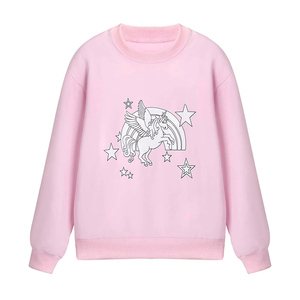 Sudadera con Cuello Redondo y Estampado de Unicornio Rosa, Corte Regular, Estilo Informal, Tejido Ecológico de Secado Rápido, 370g, Unisex, Invierno - Product Image 2