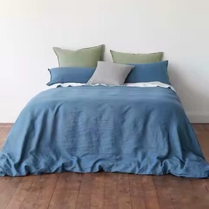 Juego de Funda Nórdica de Lino de 3 Piezas, Ecológico, Suave y Cómodo, con Botones de Coco, Diseño Liso, para Hogar y Hotel - Product Image 2