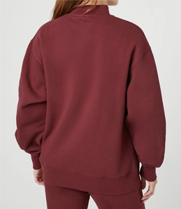 Thick Oversize Winter Printed Sequined Front Logo Womens Streetwear Sweatshirt <b>Drop</b> Shoulders Long Sleeve Mock Neck - Product Image 2