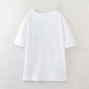 Proveedor de Fábrica de Camisetas para Mujer OEM, Camisetas de Algodón de Alta Calidad con Estampado y Bordado, Corte Holgado para Fabricación de Marca Privada - Product Image 2