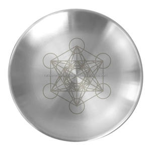 Plateau rituel en acier inoxydable, plat et rond, pour bijoux, offrandes, astrologie, encens et Metatron - Product Image 1