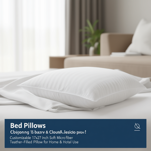 Customizable 17x27 Inch Soft Microfiber <b>Feather</b>-Filled <b>Pillow</b> for Home & Hotel Use - Product Image 3
