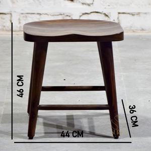 Farmhouse Style <b>Wooden</b> Backless <b>Stool</b> with Curved Seat and Fabric Upholstery Minimalist Design for Home Kitchen Dining - Product Image 3
