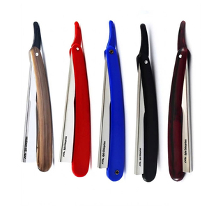 Lot de 5 rasoirs professionnels pliants à manche en plastique avec lames réutilisables pour barbier - Product Image 4